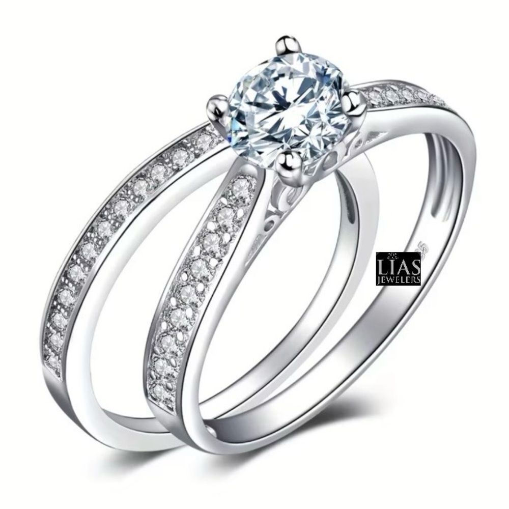 Brand New 18k White Gold Wedding Ring Set